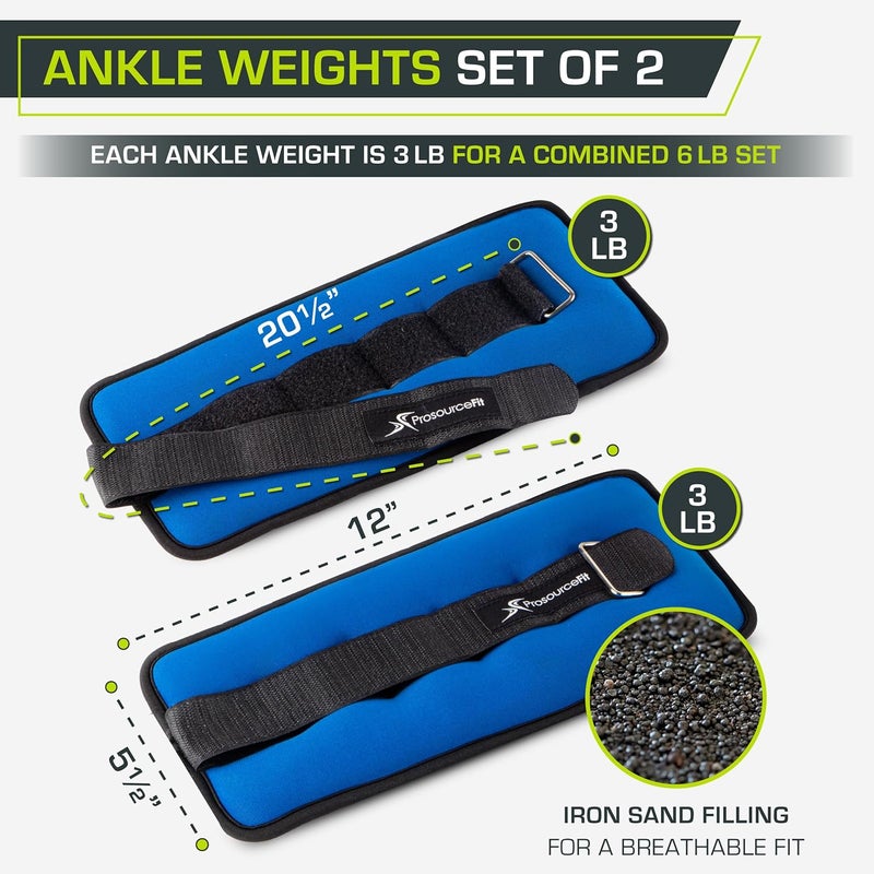ProSourceFit Ankle/Wrist and Arm/Leg Weights Set of 2, Adjustable Strap 1 lb-5 lb, Adjustable Weight 15 lb, 10 lb, 7 lb for Men and Women - Image 2
